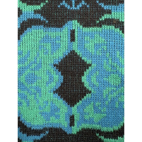 Vintage Herald House Sweater Mens Large Blue Green Black Acrylic Knit USA 80s - Picture 5 of 14